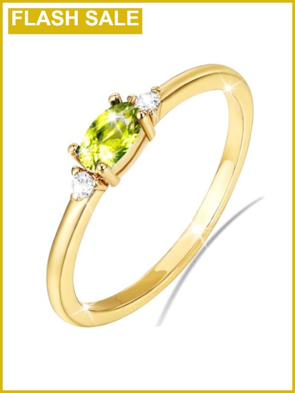 Gold Plated Birthstone Stackable Ring 14K Plated Dainty Women's Ring